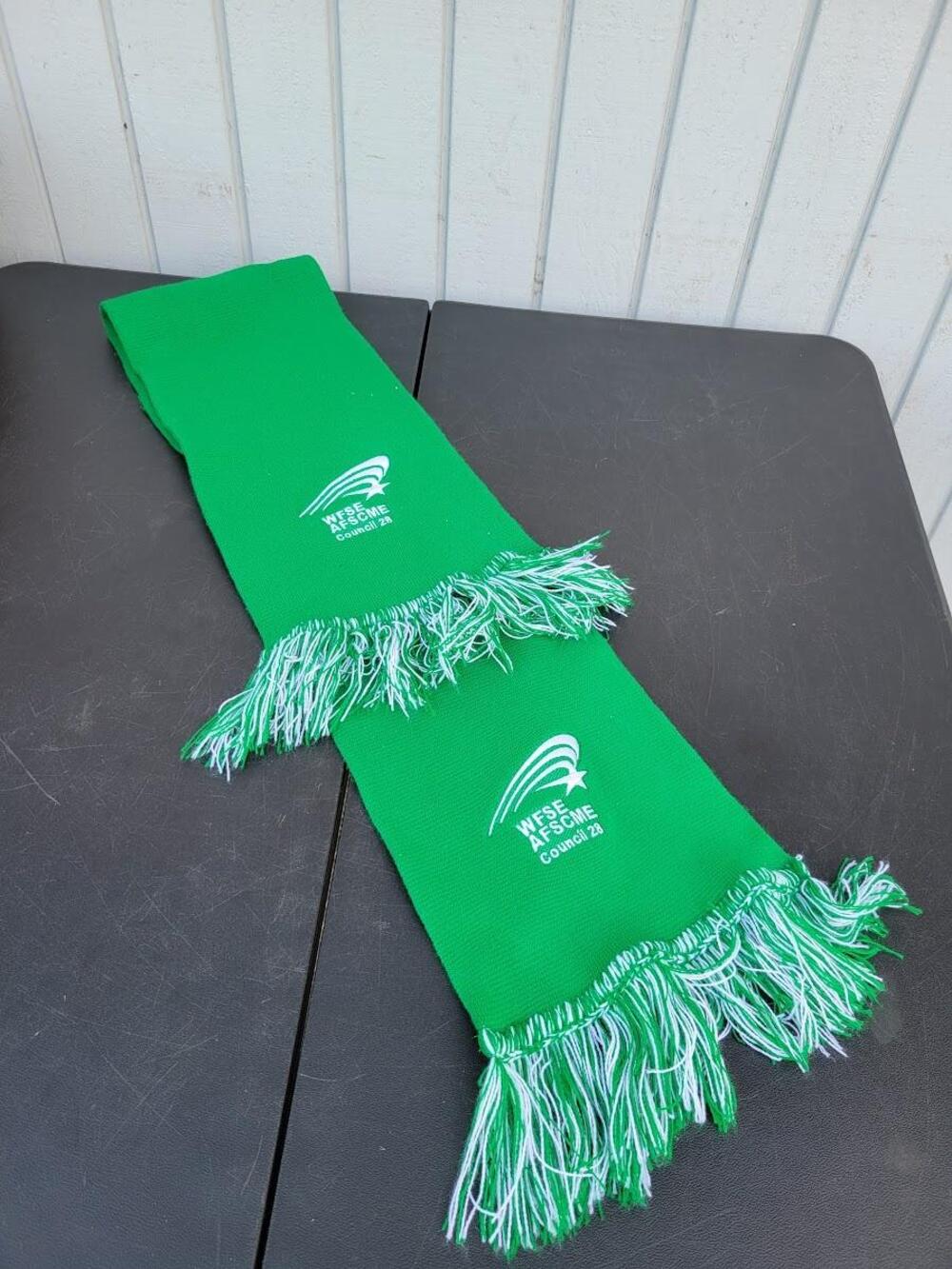 WFSE AFSCME Council 28 Scarf Green Fringe Union Promo Knit Winter Accessory Mens